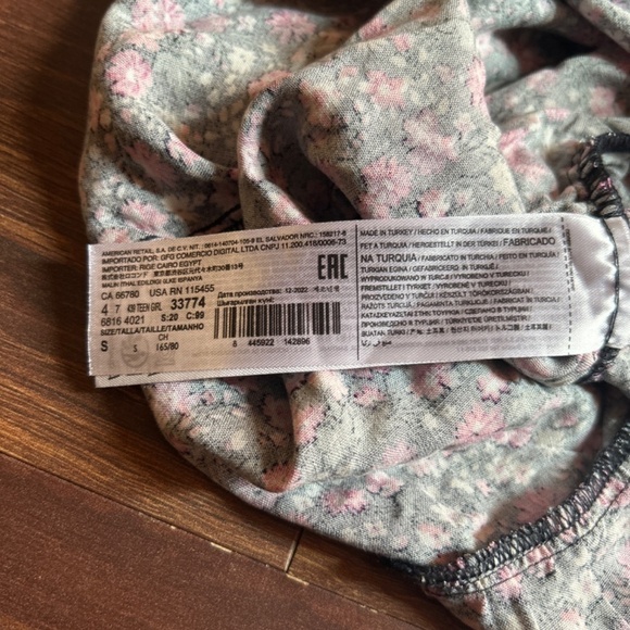 MANGO Floral Ruched Long Sleeve Dress size Small - Picture 7 of 8